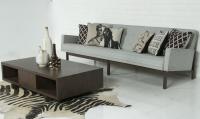 Mid-Century Sofa - Grey textured/Walnut base